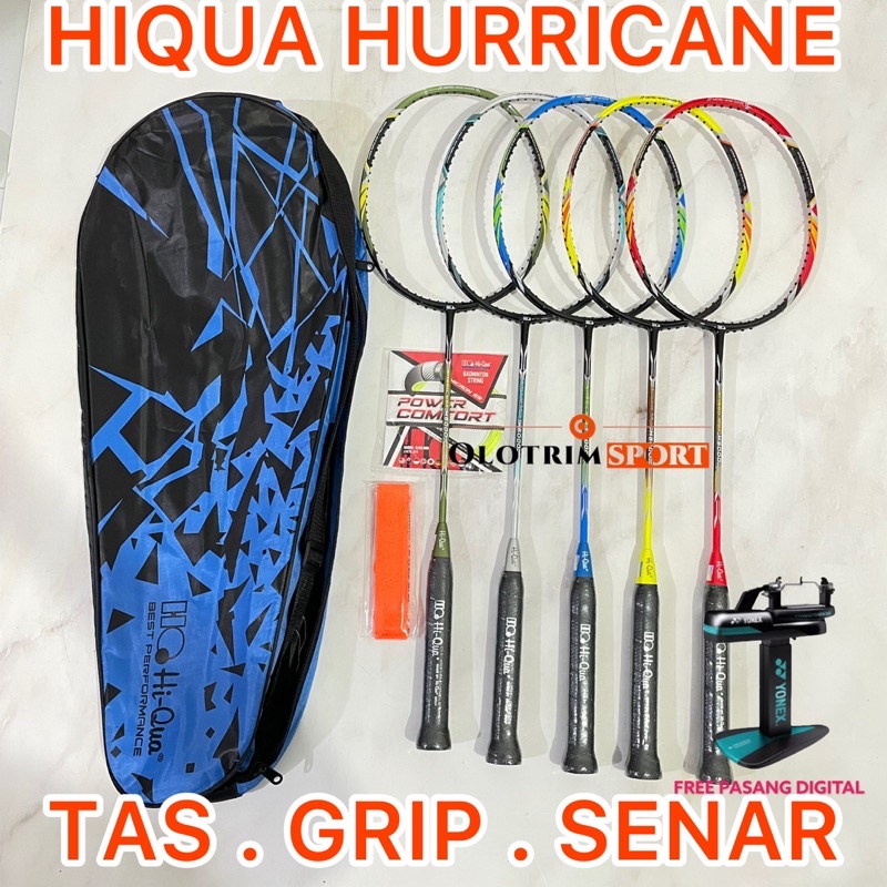 Raket Badminton HiQua Hurricane Original Bonus Tas Senar Grip