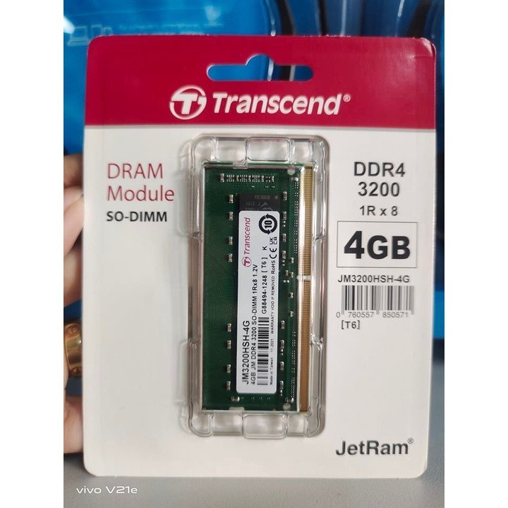 Transcend Jetram DDR4-3200 Mhz / PC4-25600 - 4GB Sodimm For Laptop