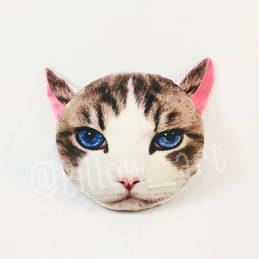 Pillowart - Bantal Kepala Kucing Bulat Size L -  ART089