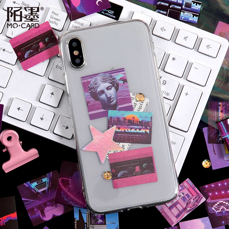 [kstuffind] 45 pcs Sticker Retro Vintage Aesthetic Future Plus Vaporwave arts Dekorasi Photocard Lucu Warna Warni Gradation Scrapbook hias kotak Disco DIY Aesthetic Toplader Decoration Journal Jurnal Stiker PC Koleksi Murah Gemas Deco