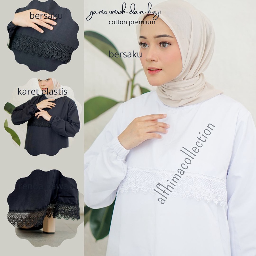 Gamis umroh/ Gamis Putih Modern / Gamis Putih Wanita /Gamis Polos Gamis haji/ Gamis Manasik Gamis cotton premium