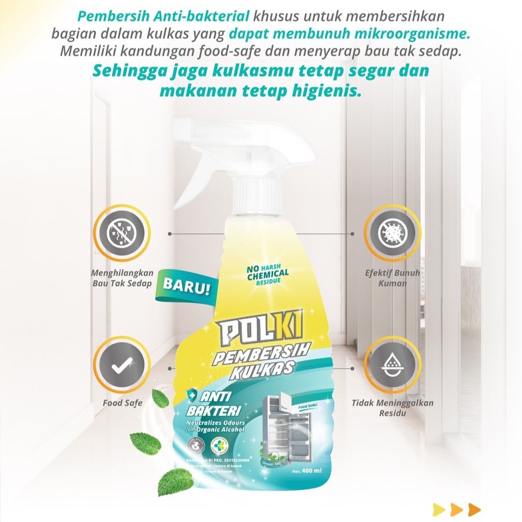 POLKI Pembersih Kulkas 400ml / Pembersih Permukaan dan Bagian Dalam Kulkas Dapur / Food Grade / BANDUNG