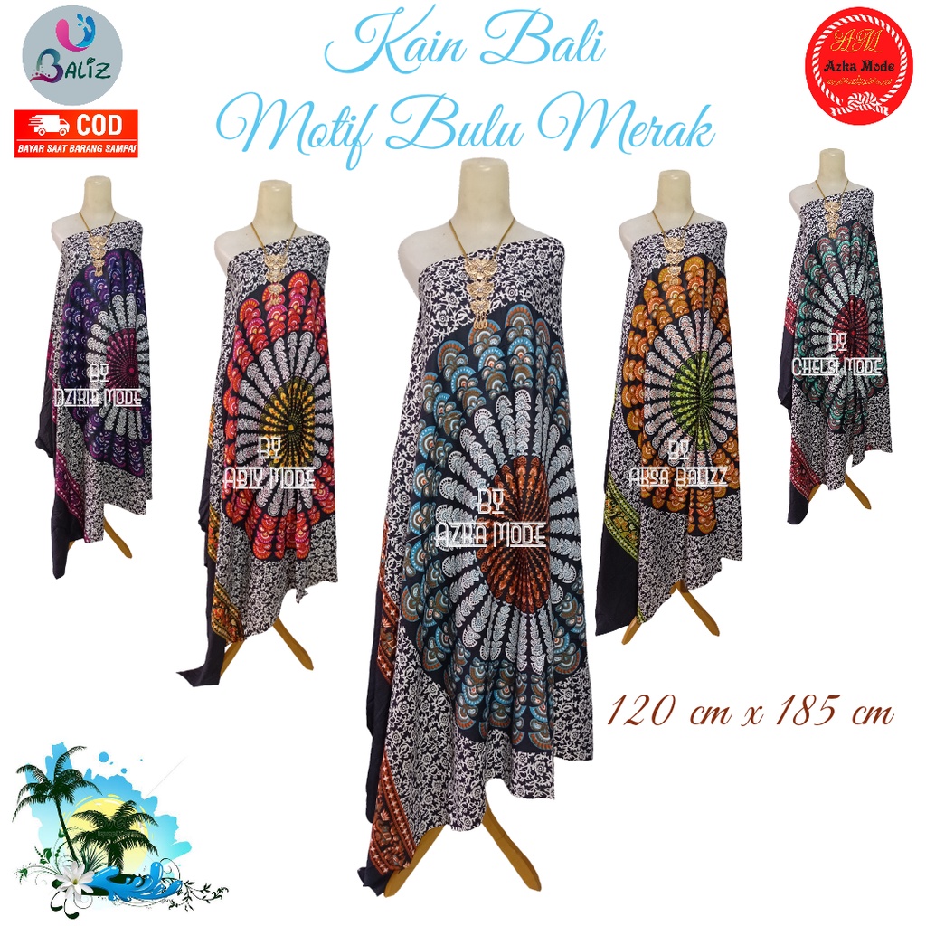 Kain Pantai Kain Bali Pantai - Kain Bali Motif New Bulu Merak Jumbo - Sarung Pantai SEMBILAN MODE - Sarung Bali - Kain Pantai - Kain Katun Jepang - Kain Untuk Hiasan Dinding - Kain Untuk Plafon Mobil Truk Dan Mobil 3/4 Lainnya