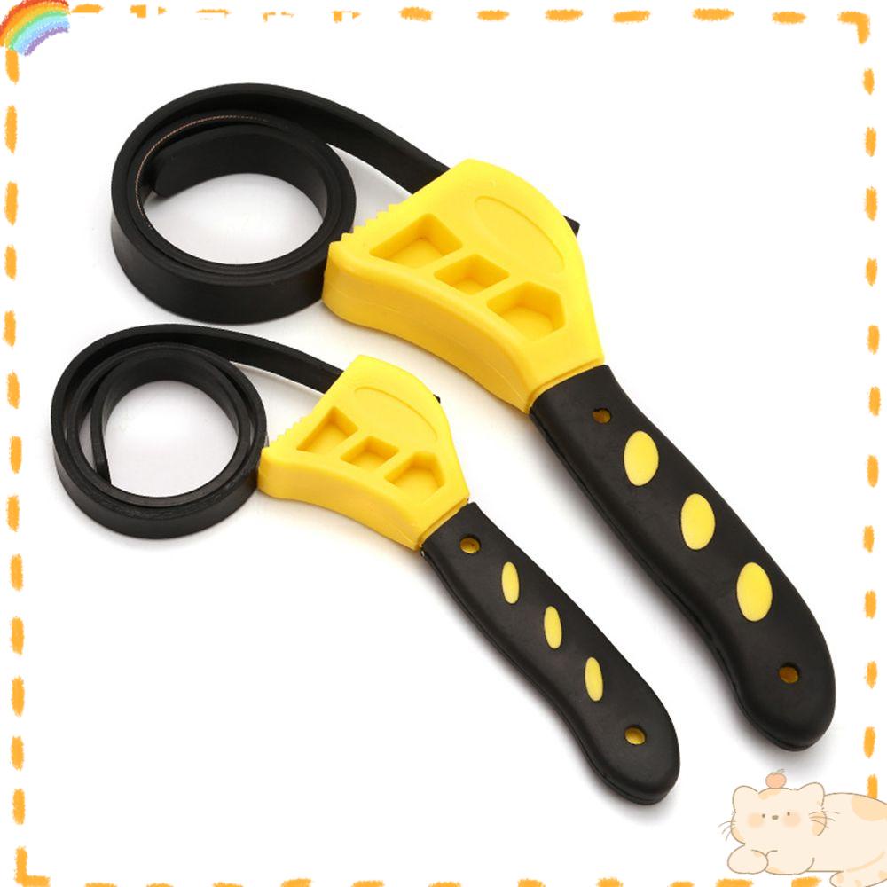 Solighter Kunci Pipa Adjustable Jar Lids Mengencangkan Gemburkan Filter Minyak Puller Strap Spanner Rubber Strap Wrench