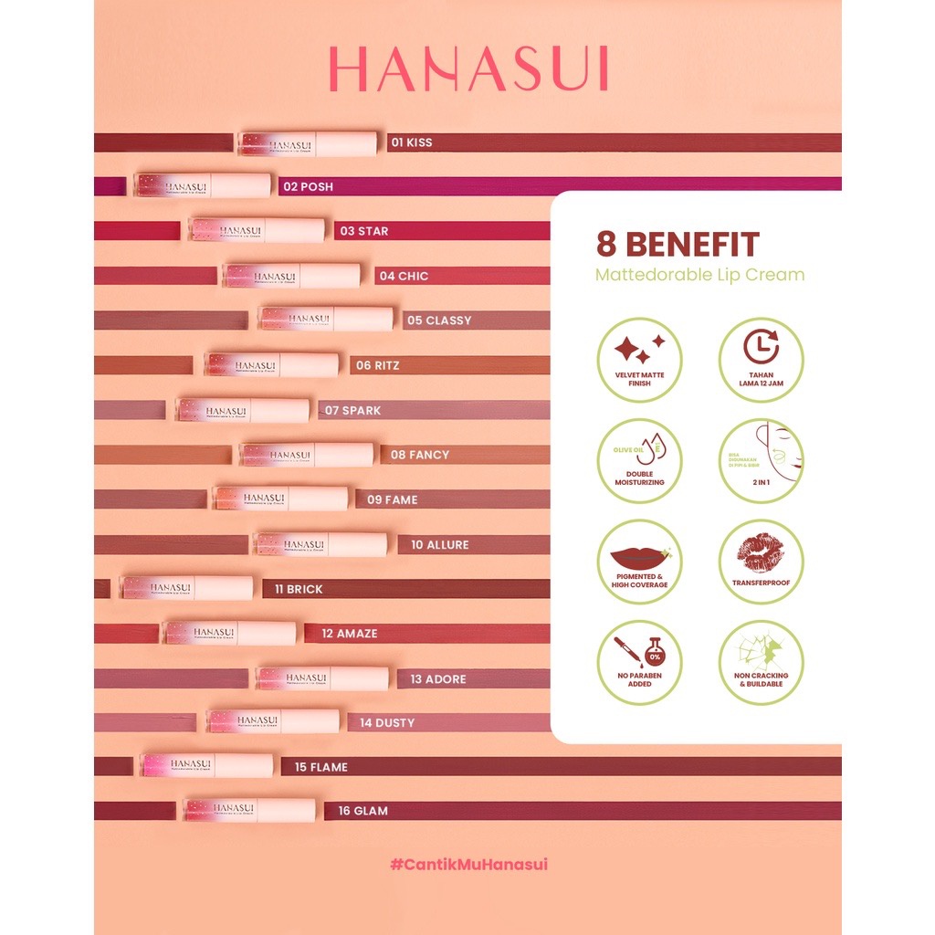 ORIGINAL HANASUI MATTEDORABLE LIPCREAM [BPOM]