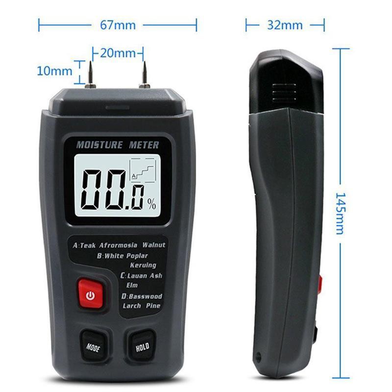 Wood Moisture Meter Kayu Kertas Pengukur Kadar Air Paper LCD Display Alat Ukur Kayu Digital MT10