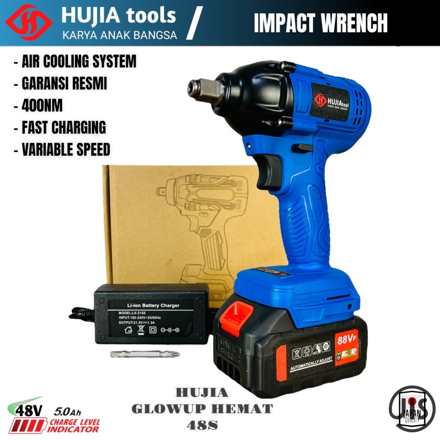 HUJIA Impact Wrench Cordless 350nm Mesin Pembuka Baut Motor Mobil