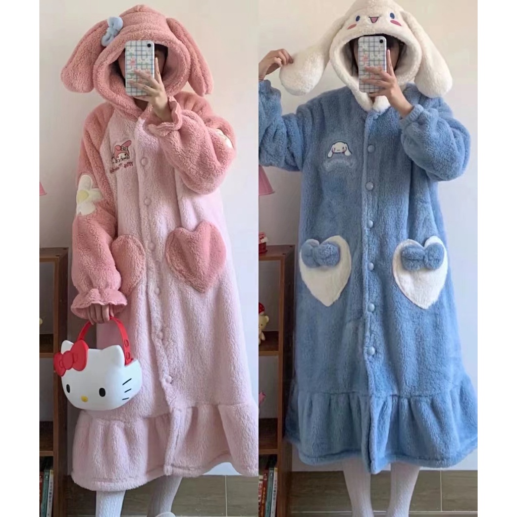 BAJU KOSTUM ONESIE PIYAMA MELODY CINNAMOROLL LOTSO KUROMI HELLO KITTY YUKATA MODEL DRESS GAUN ROK KIGURUMI COSPLAY PESTA IMPOR