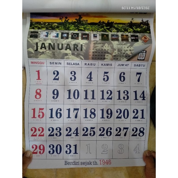 kalender angka-angka aneka ukuran.