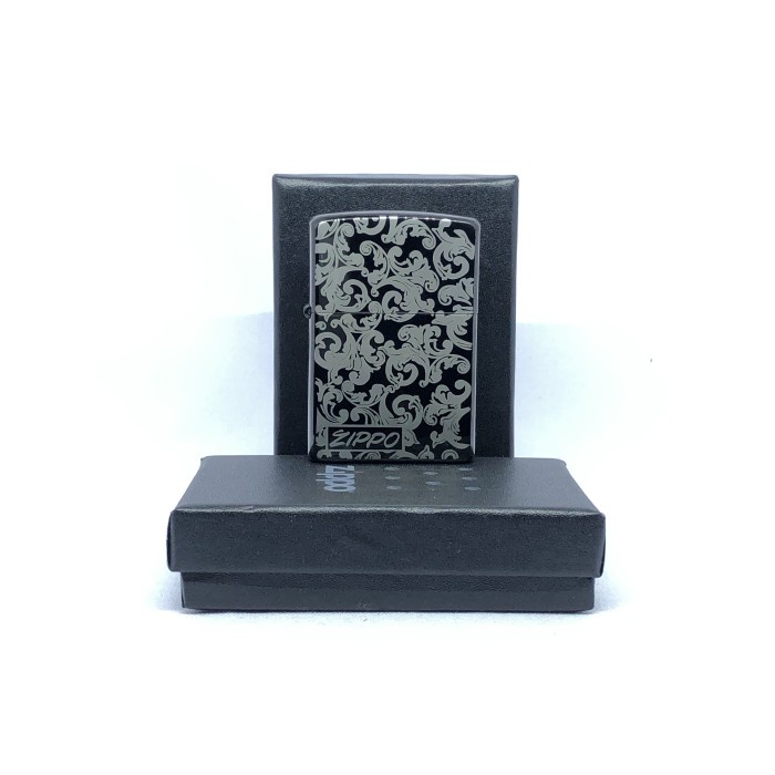 Zippo Black Ice Motif Batik Full Casing Zippo Custom Laser Premium