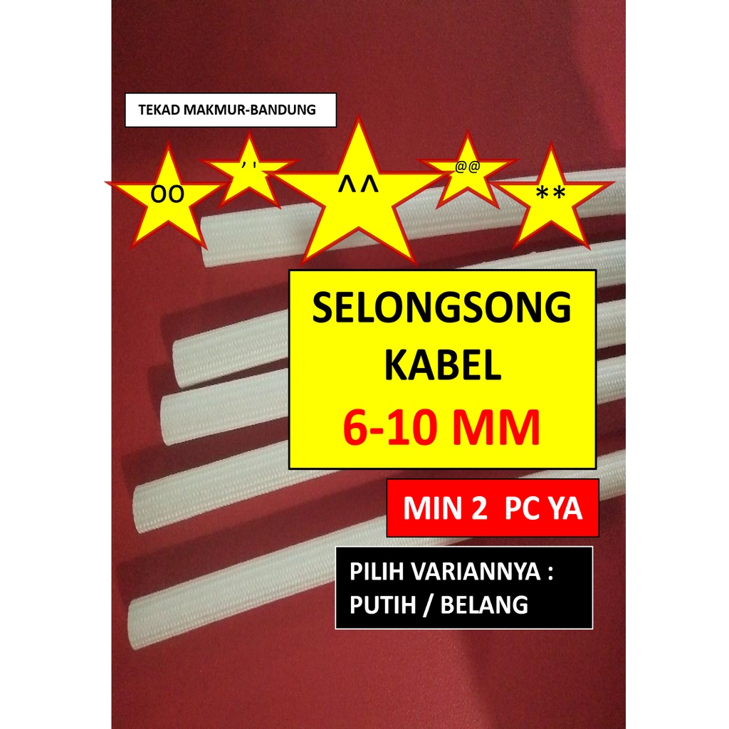 Selongsong Kabel 6-10 mm Putih Belang