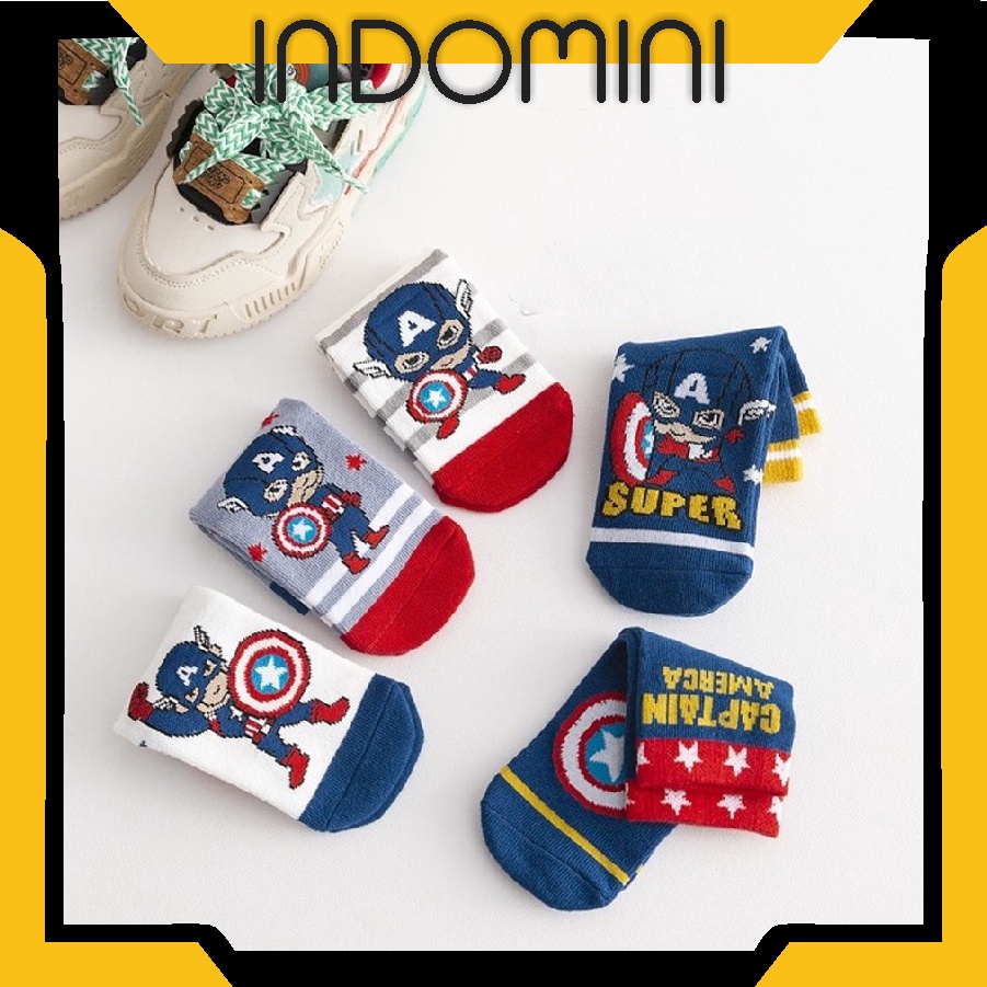 INDOMINI Kaos Kaki Anak Motif Captain America Kaus Kaki Bayi Lucu KK059