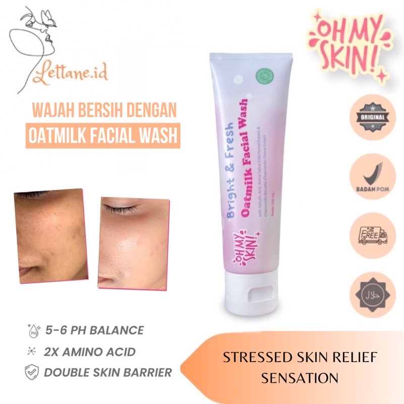 {DISTRI} FACIAL WASH OATMILK OHMYSKIN | BRIGHT & FRESH OATMILK FACIAL WASH OHMYSIN