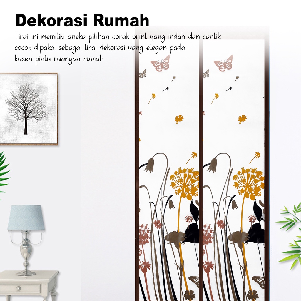 Tirai Magnet Premium Ruang AC Pintu Anti Nyamuk Bahan PEVA Plastik Tebal Ukuran 90x210cm Motif Terbaru Perlengkapan Rumah Tangga Import - M3 - Comfort Homes