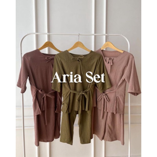 Aria set - set celana kulot - loose shirt - set ala korea - baju setelan atasan bawahan - baju kanto