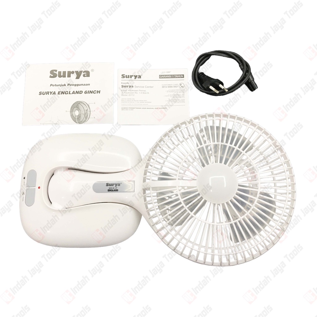 SURYA ENGLAND 6 INCH Kipas Angin Meja Duduk Emergency Fan + LED SNI