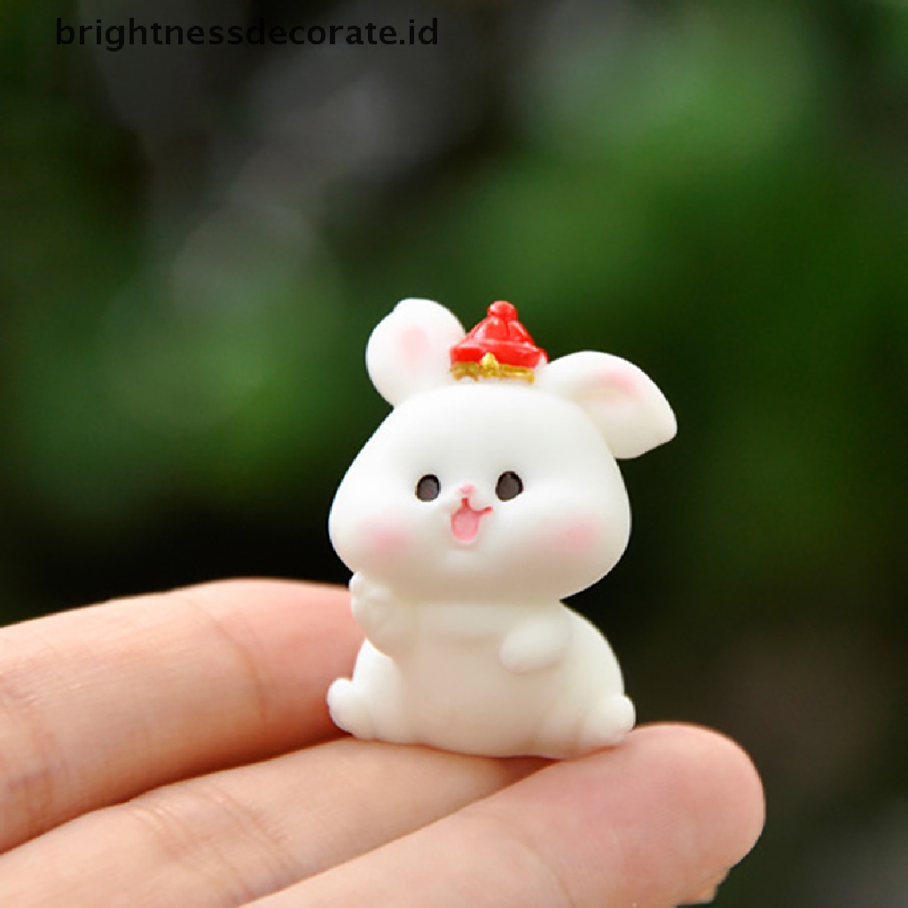 [Birth] 1pc Lucu Kartun Kelinci Mikro Lanskap Resin Kerajinan Diy Desktop Rumah Ornamen [ID]