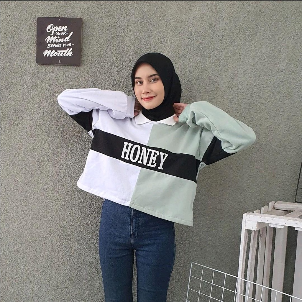 (COD) HONEY COLAR CROOPE BAHAN FLEECE