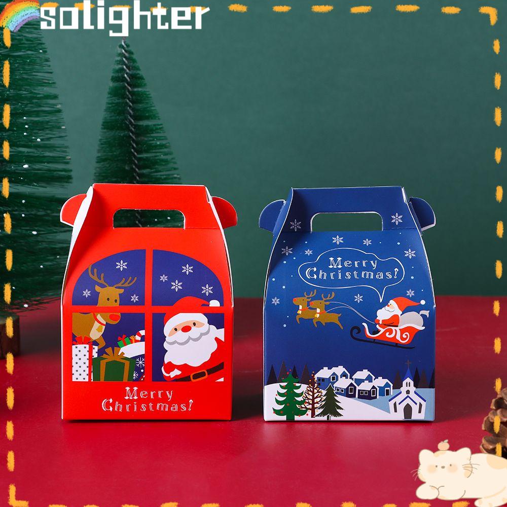 Solighter Christmas Gift Box Hadiah Kemasan Snowman Printed Deer Merry Christmas