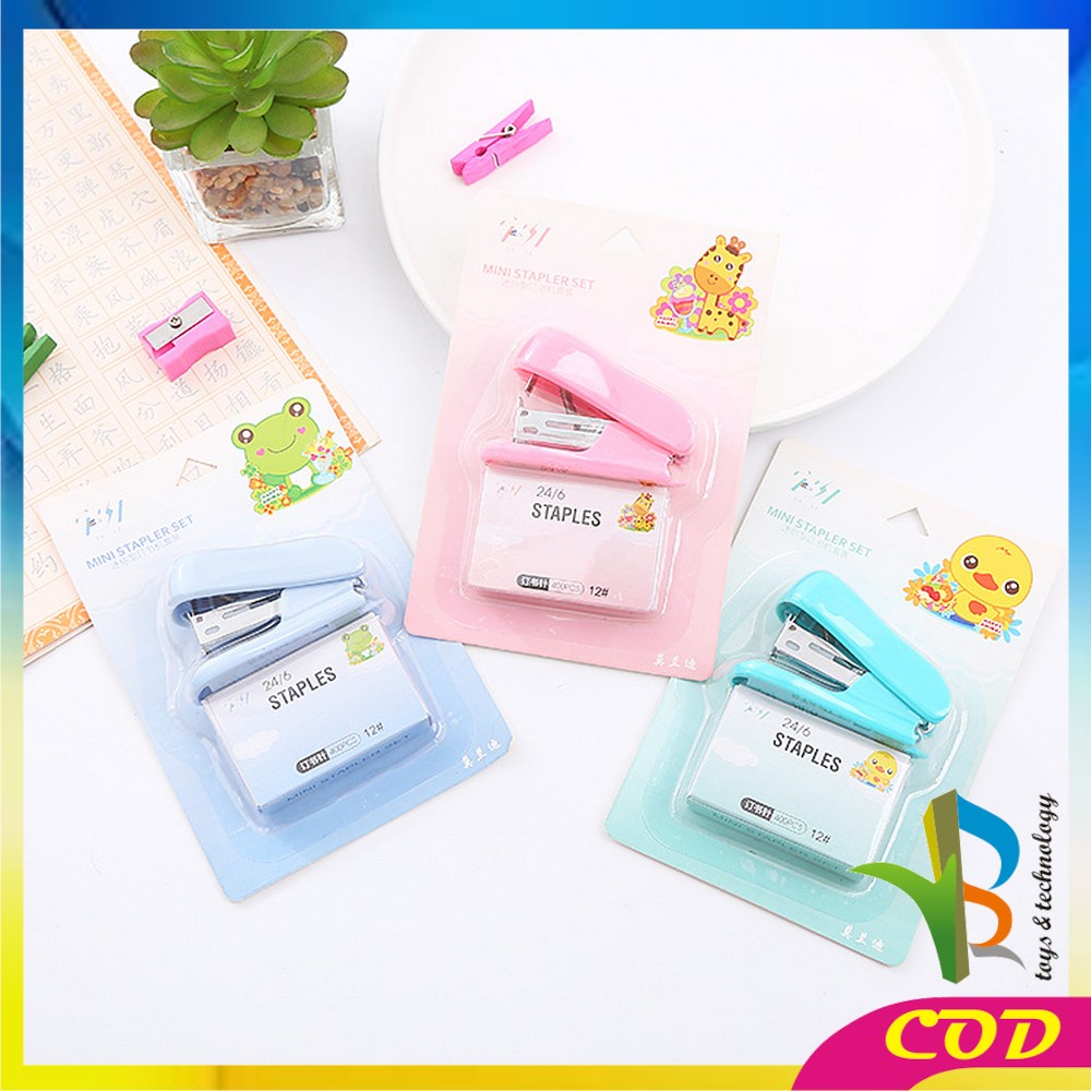 

RB-A50 Staples Mini Set Karakter Animal Warna Pastel Portable / Stapler Kecil Set Isi Hekter 24/6 Stasionary Perlengkapan Kantor Import