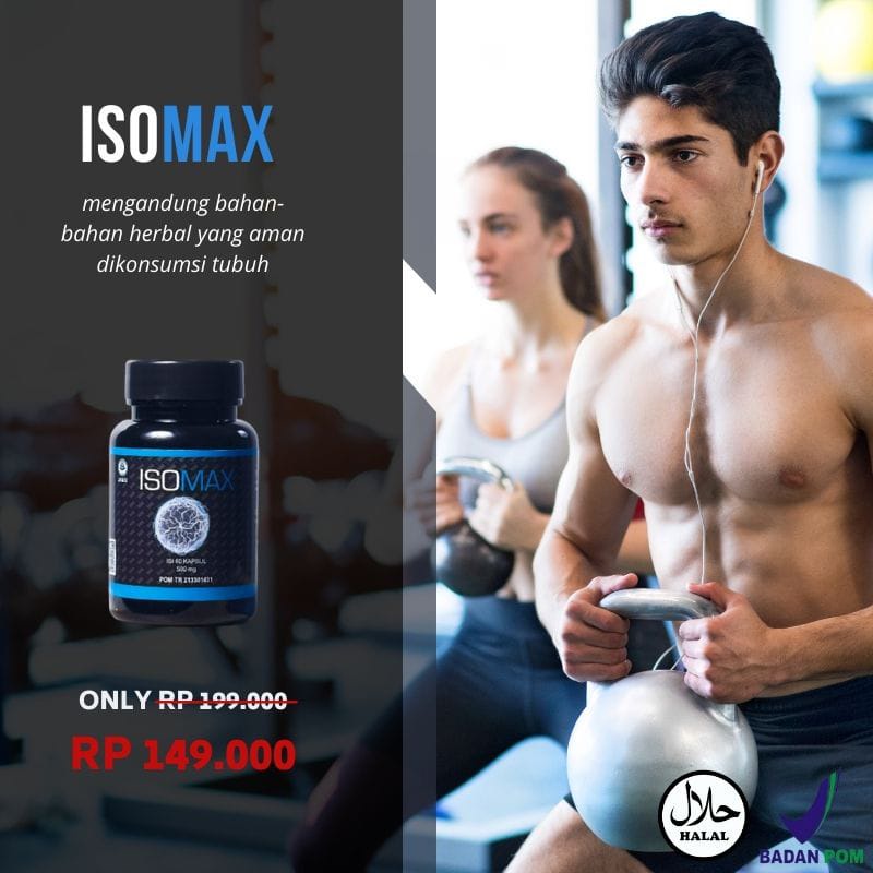 Isomax Suplemen Herbal Penambah Massa Otot Pria Wanita | Suplemen Gym Fitness BPOM Pembentuk Otot
