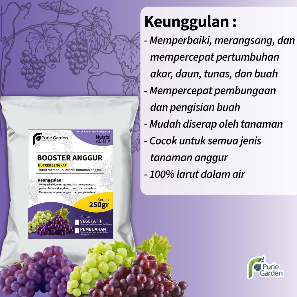 Pupuk Booster Anggur Cepat Berbuah AB Mix Anggur 250Gr 100 Liter PG KDR