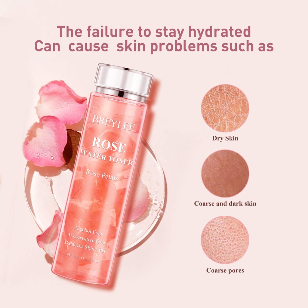 (READY &amp; ORI) BREYLEE Rose Water Toner 100ml/ 200ml BY0445 5408 Pembersih Wajah Makeup Remover
