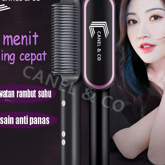 Terbaru | BMH|Canel&Co Catok Sisir Pelurus Rambut Hair Curler  2 In 1 Catokan Sisir Listrik Professi