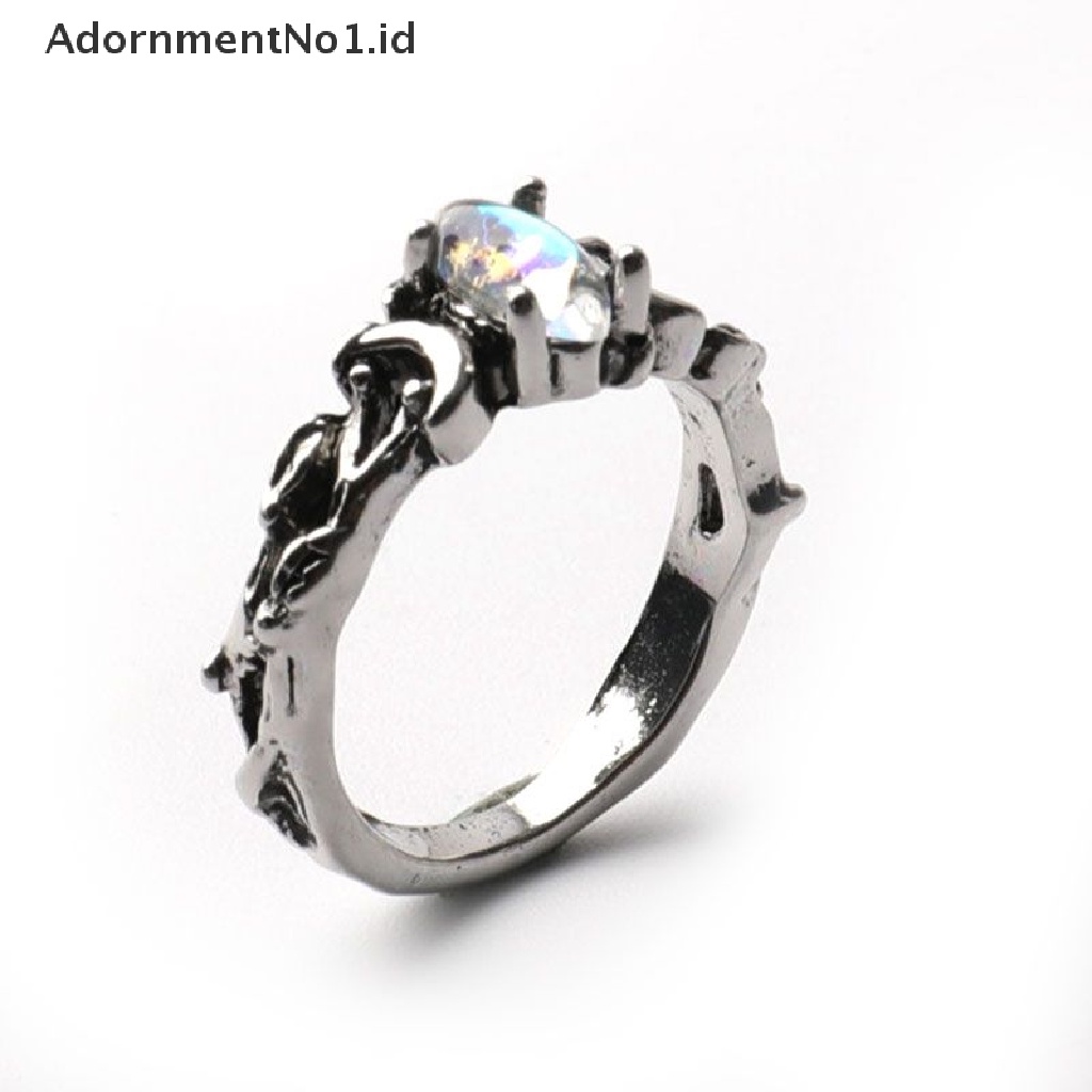 [AdornmentNo1] Vintage Oval Moonstone Cincin Untuk Wanita Cabang Double Moon Women Ring Perempuan Pernikahan Perhiasan Aksesoris Hadiah Dropshipping [ID]