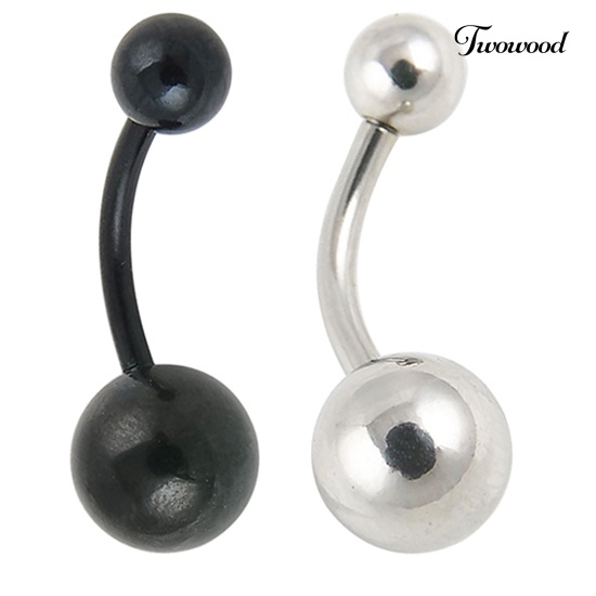 Twowood Surgical Stainless Steel Bola Barbel Cincin Pusar Perut Kancing Tindik Tubuh