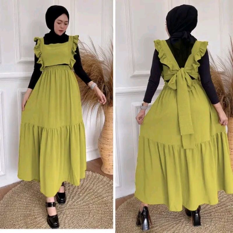 Yola one set//fashion wanita//bahan cringkle//atasan+rok//tanpa inner