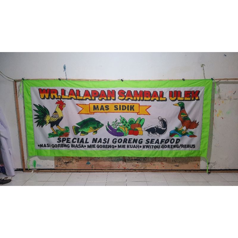 spanduk pecel lele spanduk sari laut spanduk sefood spanduk kain spanduk lukis spqnduk bakso spqnduk