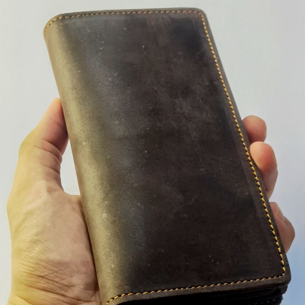 Dompet kulit asli Panjang Crazy horse banyak kartu tipe Alice