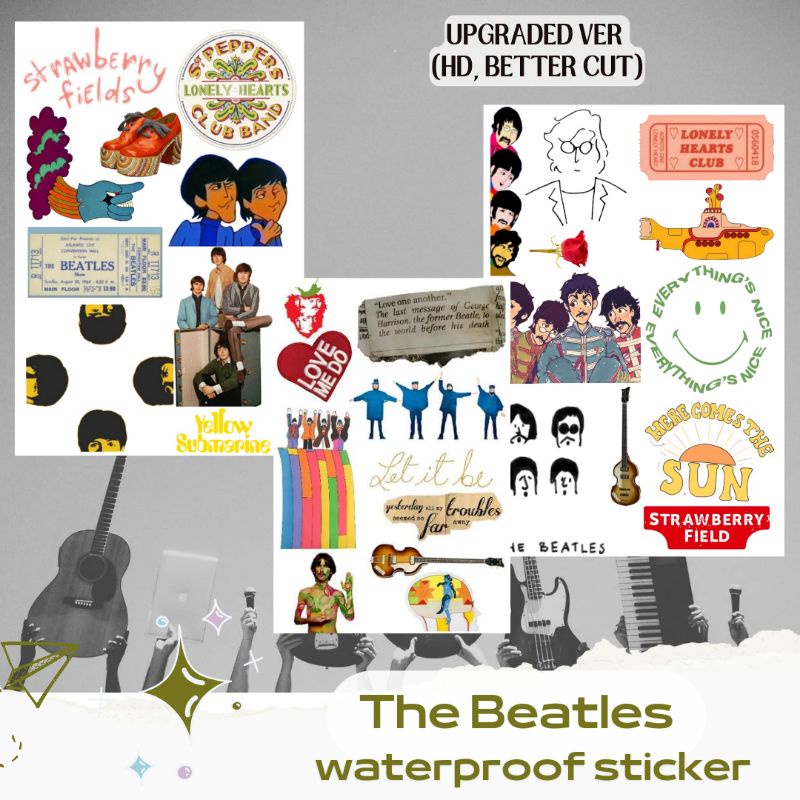 

THE BEATLES WATERPROOF STICKER ISI 3 LEMBAR UNTUK LAPTOP HP JOURNAL NOTES HIGH QUALITY HIGH DEFINITION