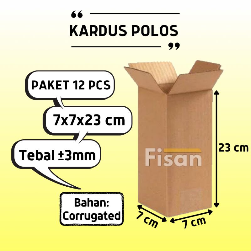 

12 Pcs Kardus Packing / Dus Packing / Kardus Polos / Dus Polos 7x7x23 cm