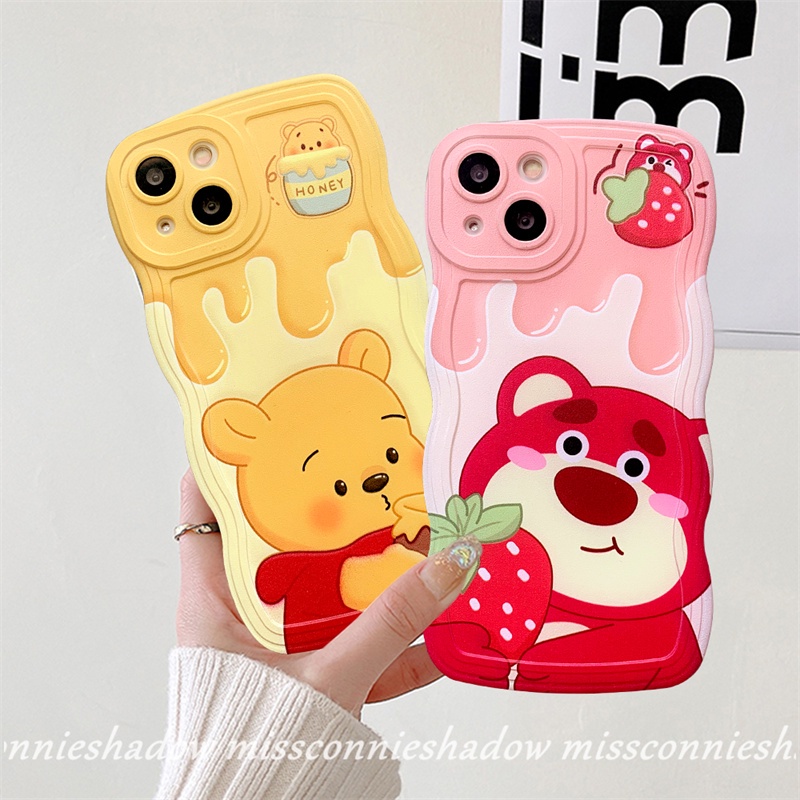 REDMI Redmi9 10 9A 10C 10A 9T A1 A1+9C Mi 11T Pro PO CO M3 X3 NFC Pro Note 10Pro 11Pro+8 9 10 11 9s 11s 10s Kartun Winnie The Pooh Cute Strawberry Bear Manyo Wave Edge Sarung Soft Case