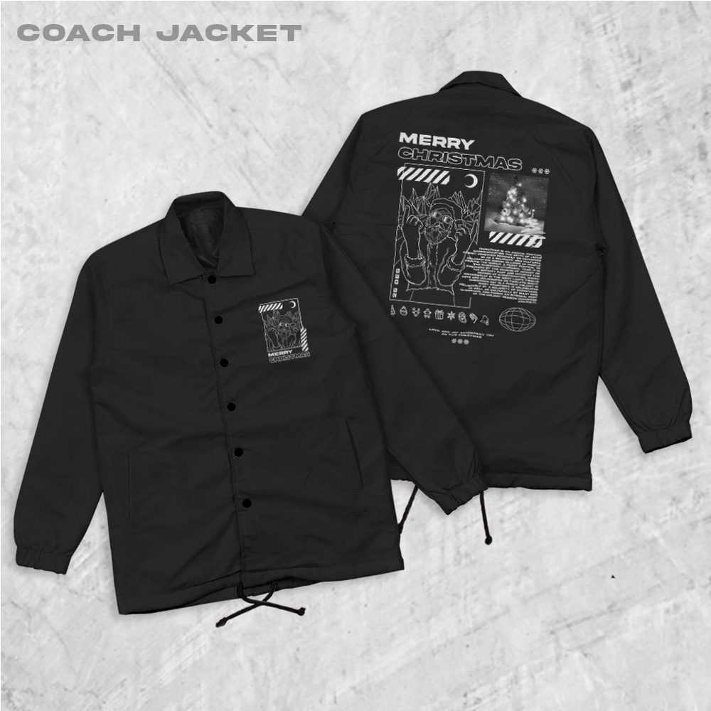 Fortglass CHRISTMAS STREET Coach Jaket Polos Pria Jaket Parasut Unisex Coach Pria Lengan Panjang