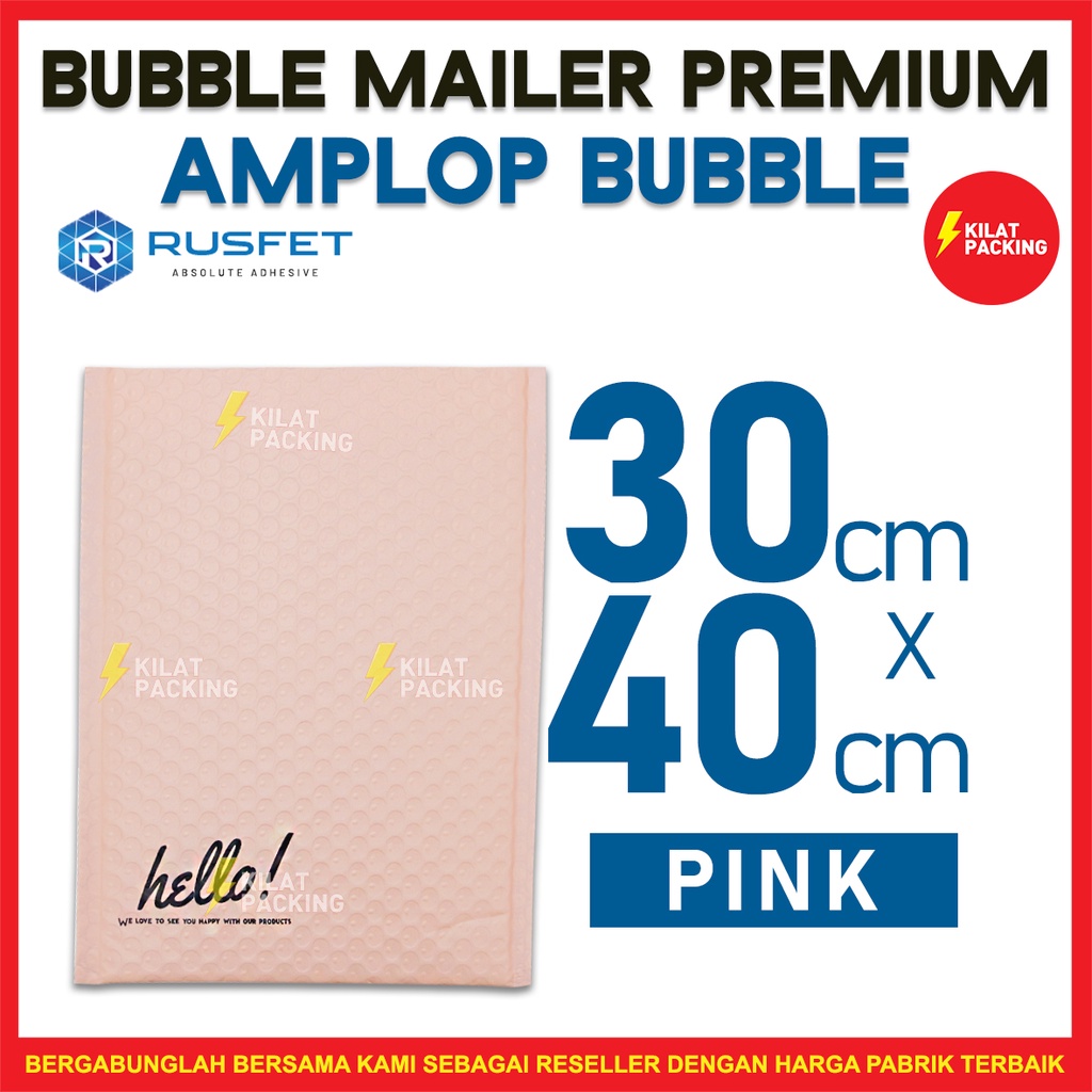 

AMPLOP BUBBLE 30CM X 40CM - BUBBLE MAILER - BUBBLE PACKING HELLO PREMIUM TERMURAH NUDE PINK