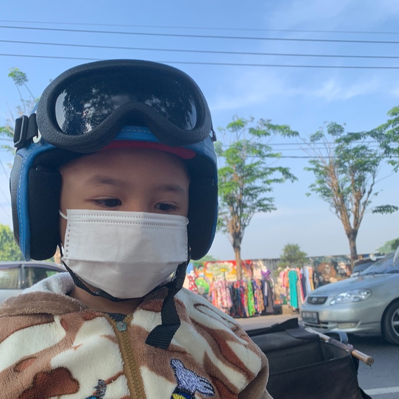 Helm Bogo Retro Anak Pororo Free Kacamata Usia 2 3 4 5 6 Tahun Laki Perempuan Biru Hitam Polos