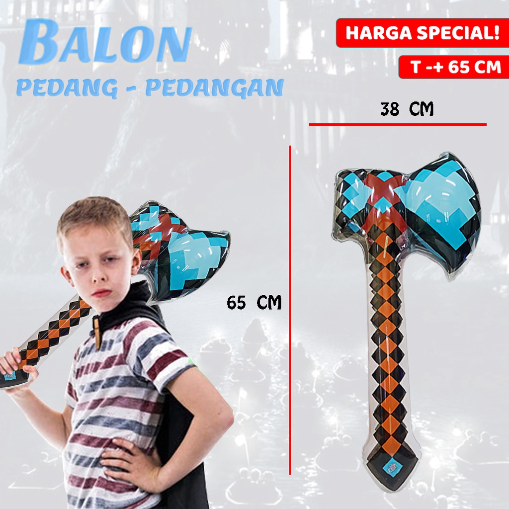 Mainan Anak Balon Pedang Pedangan/Mainan Balon Kapak Mine Craf