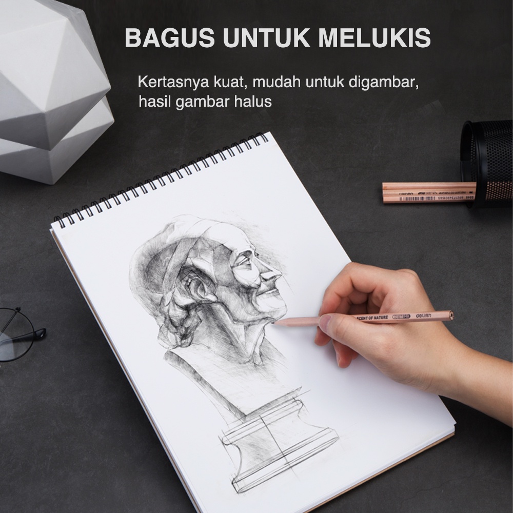 Deli Sketch Book / Buku Gambar Jilid Spiral Vertikal B5 40 Lembar 100 gsm 73628