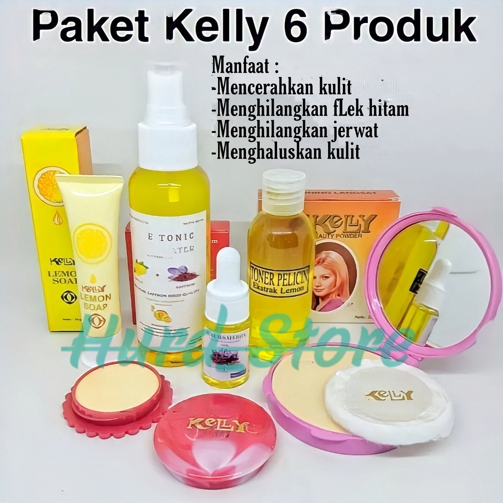 Paket Lengkap Kelly 6in1 Plus Serum - Toner & Spray - Pearl Cream Kelly 15gr + Kelly Lemon Soap 25gr