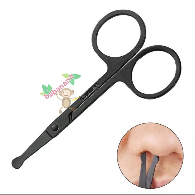 Gunting Bulu Hidung Ujung Tumpul Alis Mata Benang Mini Stainless Hitam