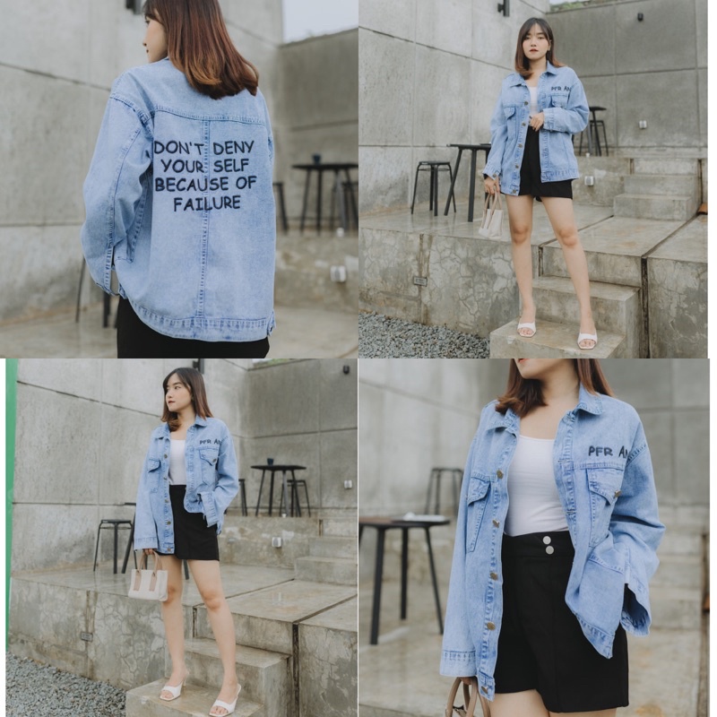 Jacket Jeans Qoutes Oversize