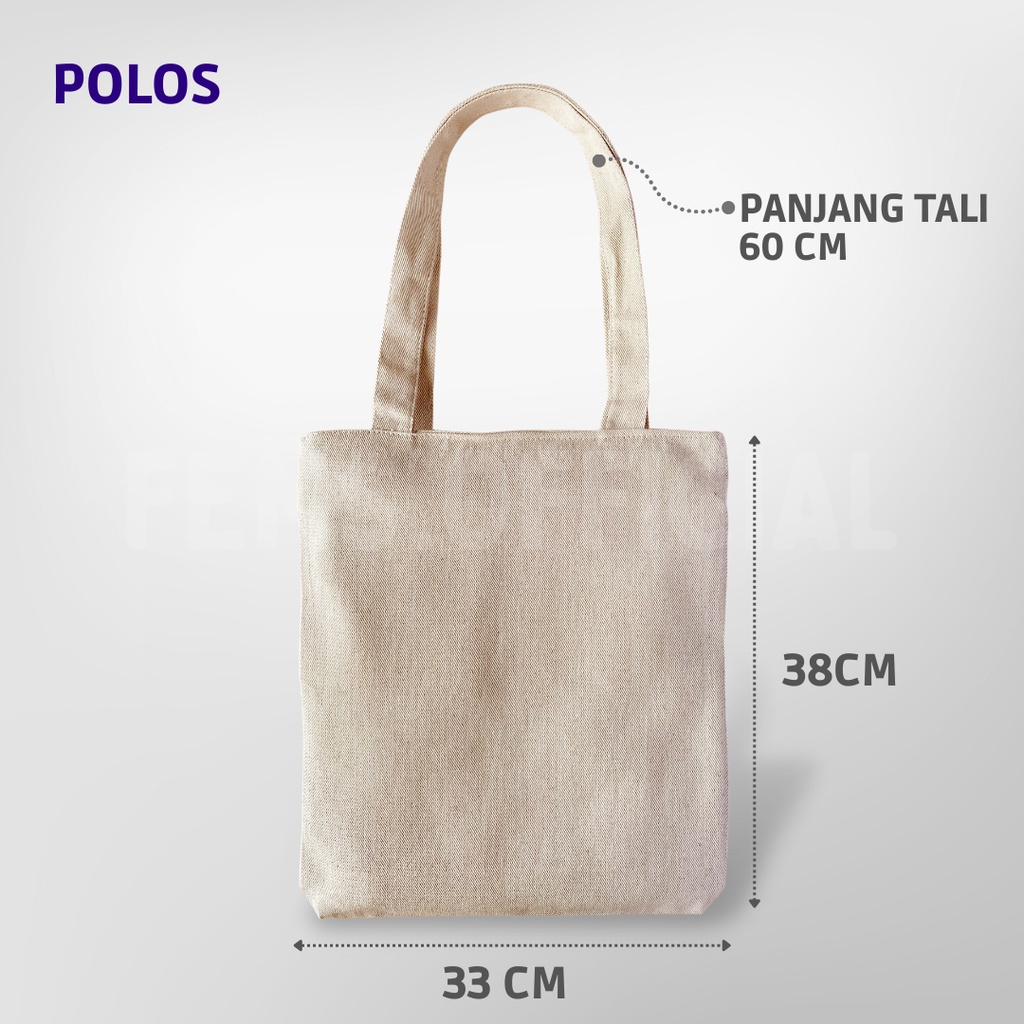 Tote bag Polos Grosir Kanvas Tebal Premium Serat Twill Penutup resleting