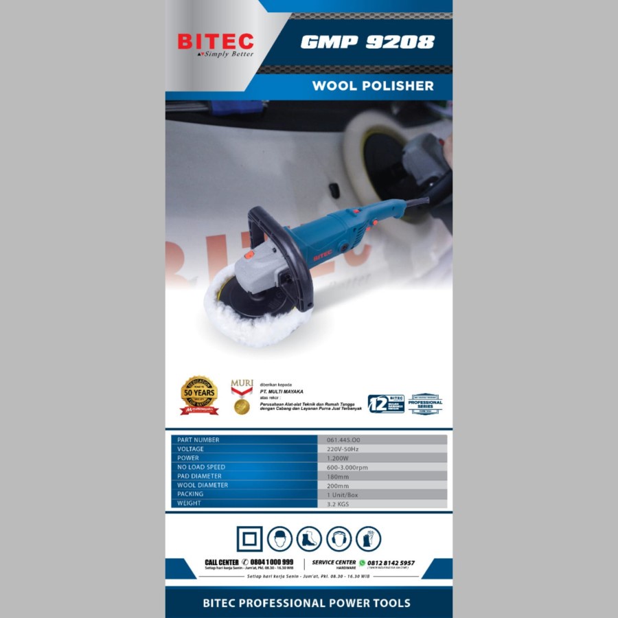 Mesin poles mobil 7inch polisher BITEC GMP 9208