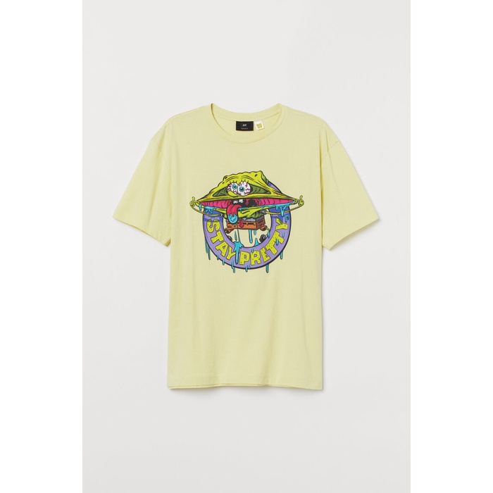 H&M Print Motif T-shirt - Yellow/Spongebob Squarepants