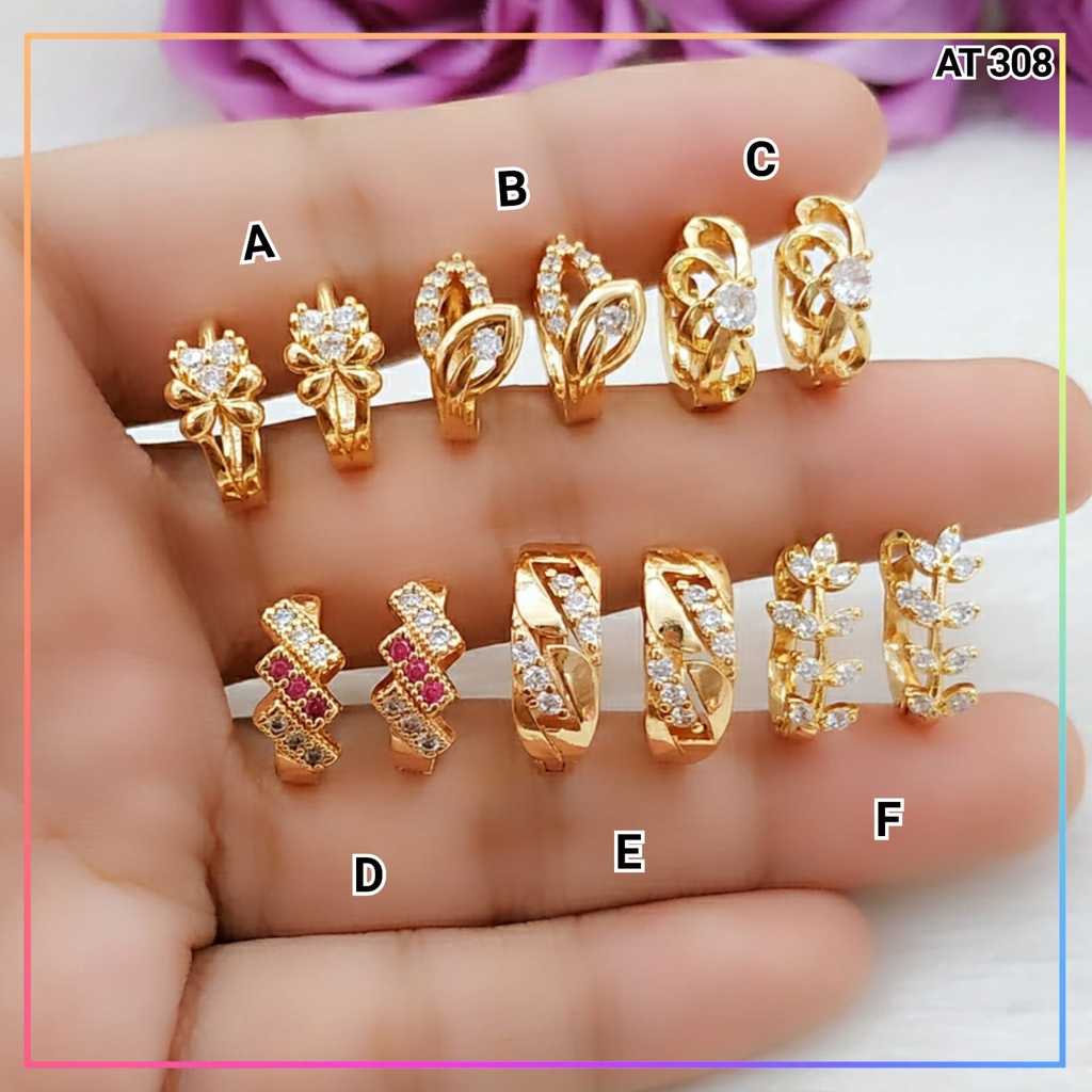 Anting xuping anting dewasa cetik daun permata perhiasan lapis emas gold AT 308