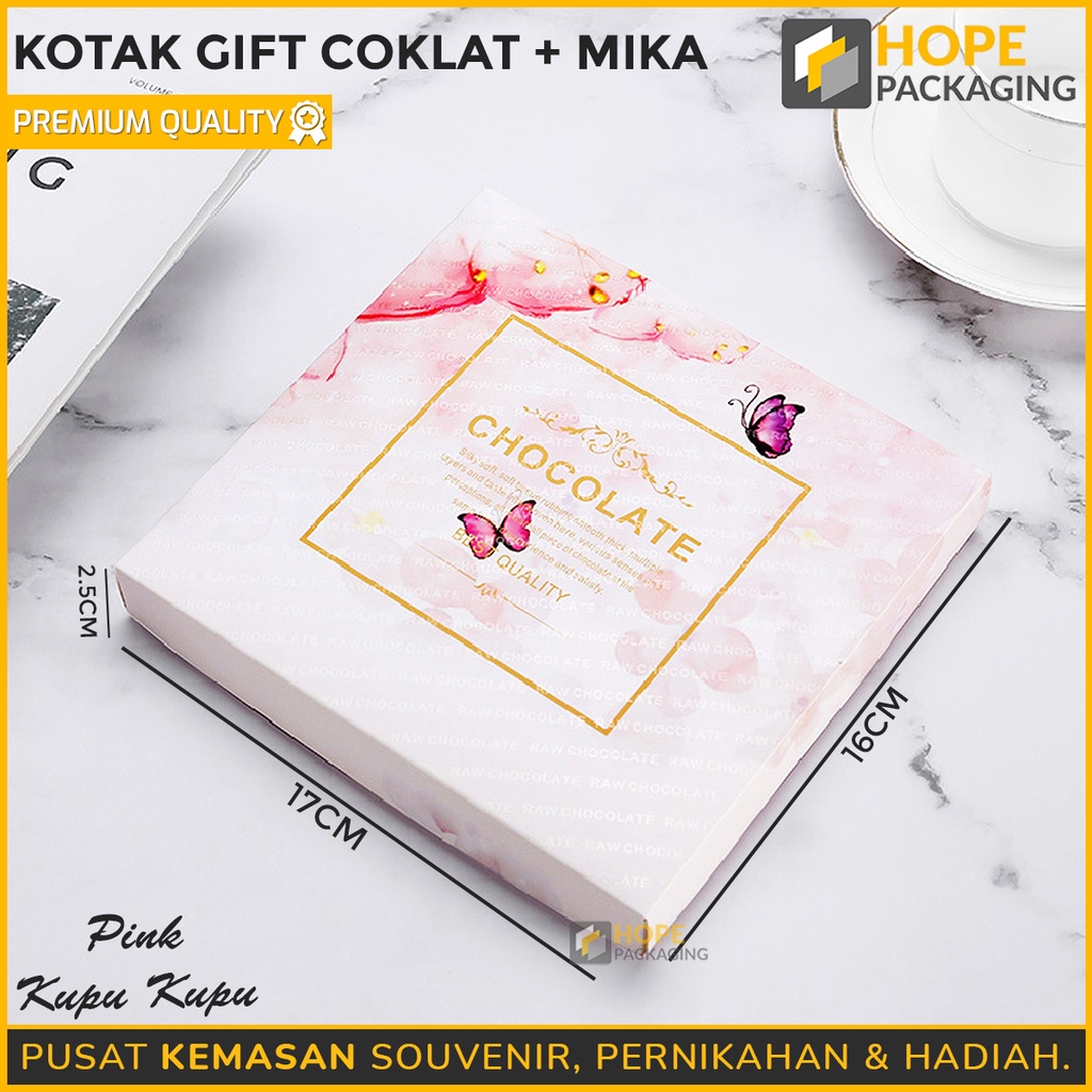 Kotak Gift Coklat persegi + mika / Tray Bento Kotak Bronis Kue Bolu / Tempat  Coklat Mini Kecil