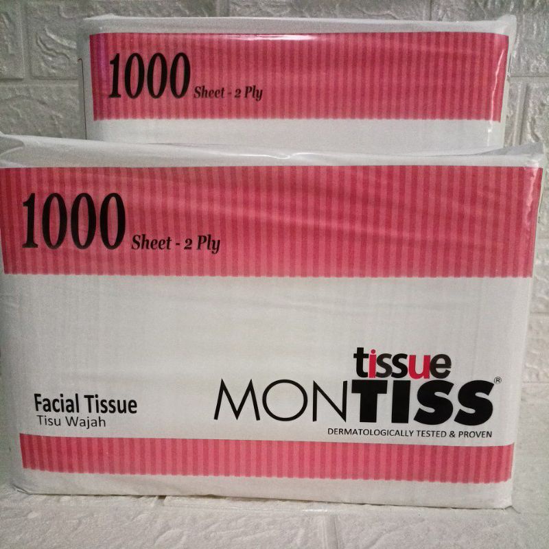 Montiss Facial Tissue 1000 Sheets / MONTISS 1000 Sheets Facial Tissue Tissu Tisue montis Tisu wajah 1000 sheet 2 Ply